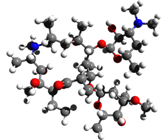 3D representation of the active ingredient's molecular structure