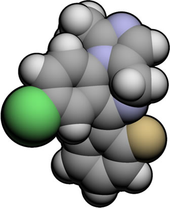 3D representation of the active ingredient's molecular structure